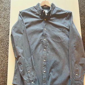 L/S J Crew Secret Wash Organic Cotton poplin shirt, Slim, Medium, Gray